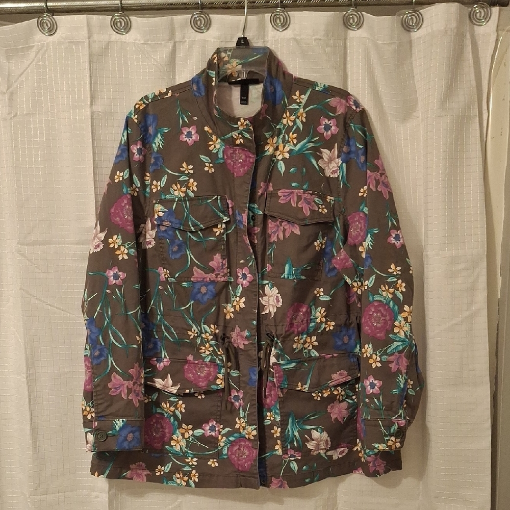 Lane Bryant Green Floral Jacket